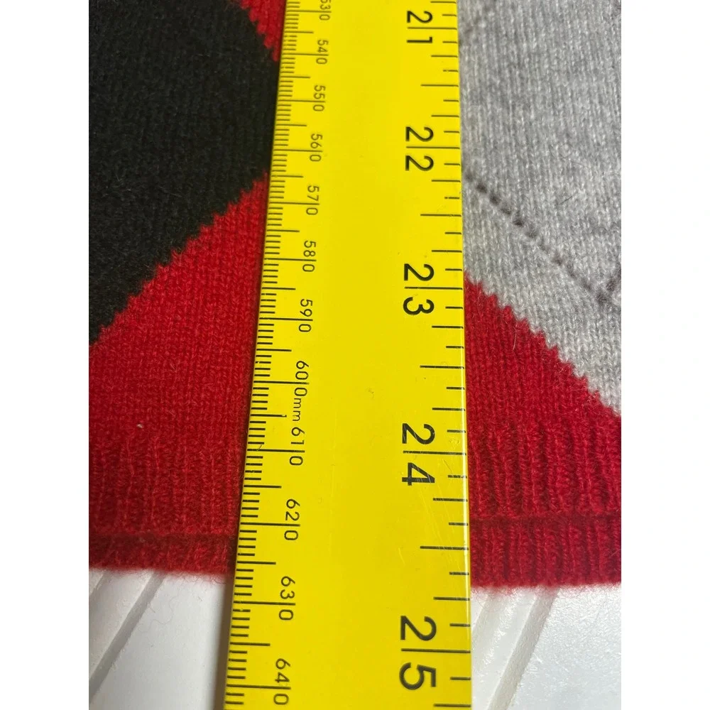 Charter Club Cashmere Red V Neck Argyle Sweater Women's Medium - Picture 6 of 9